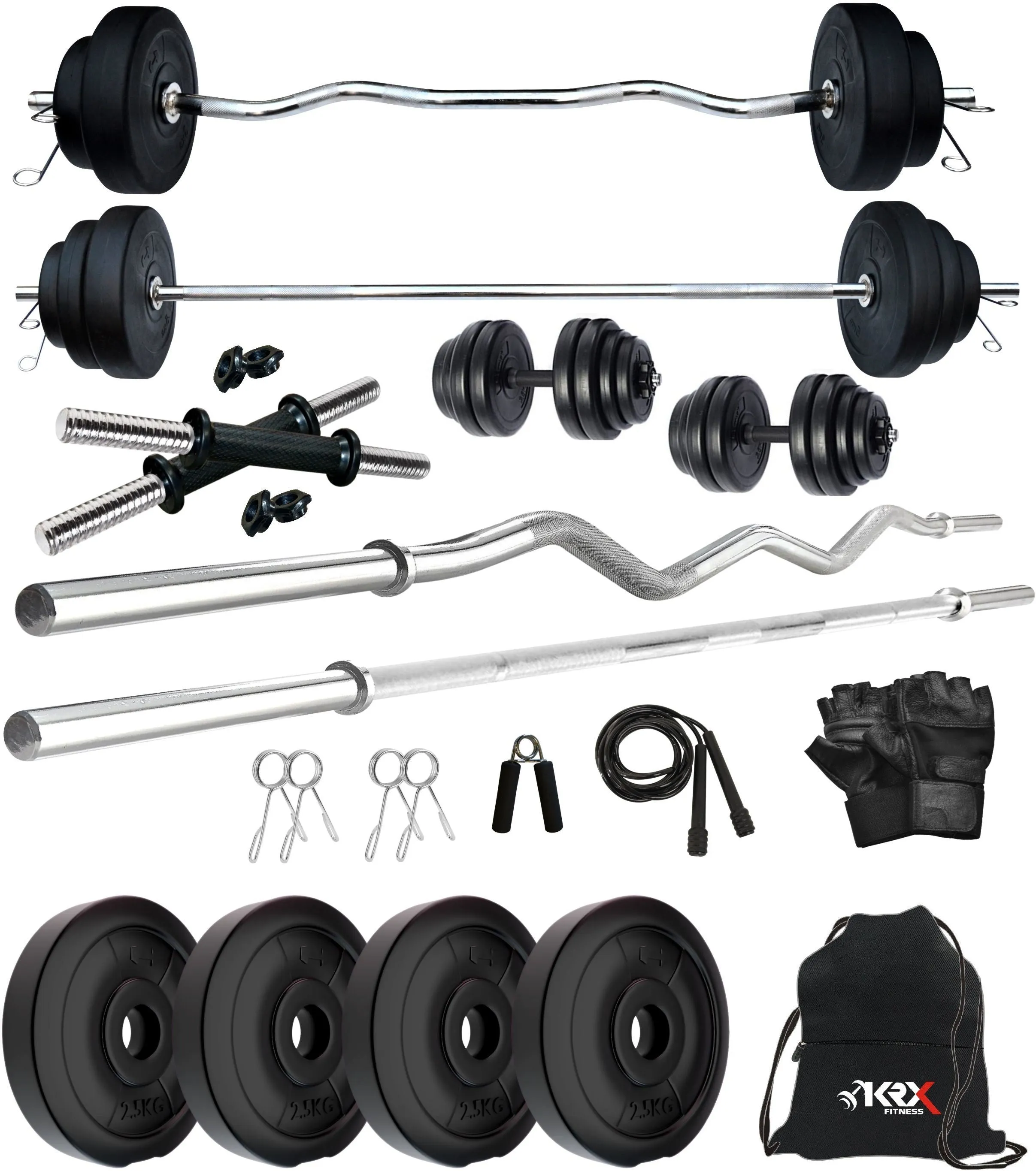 10 kg PVC Combo | One 3 Ft Plain Rod & One 3 Ft Curl Rod and One Pair Dumbbell Rod | Home Gym