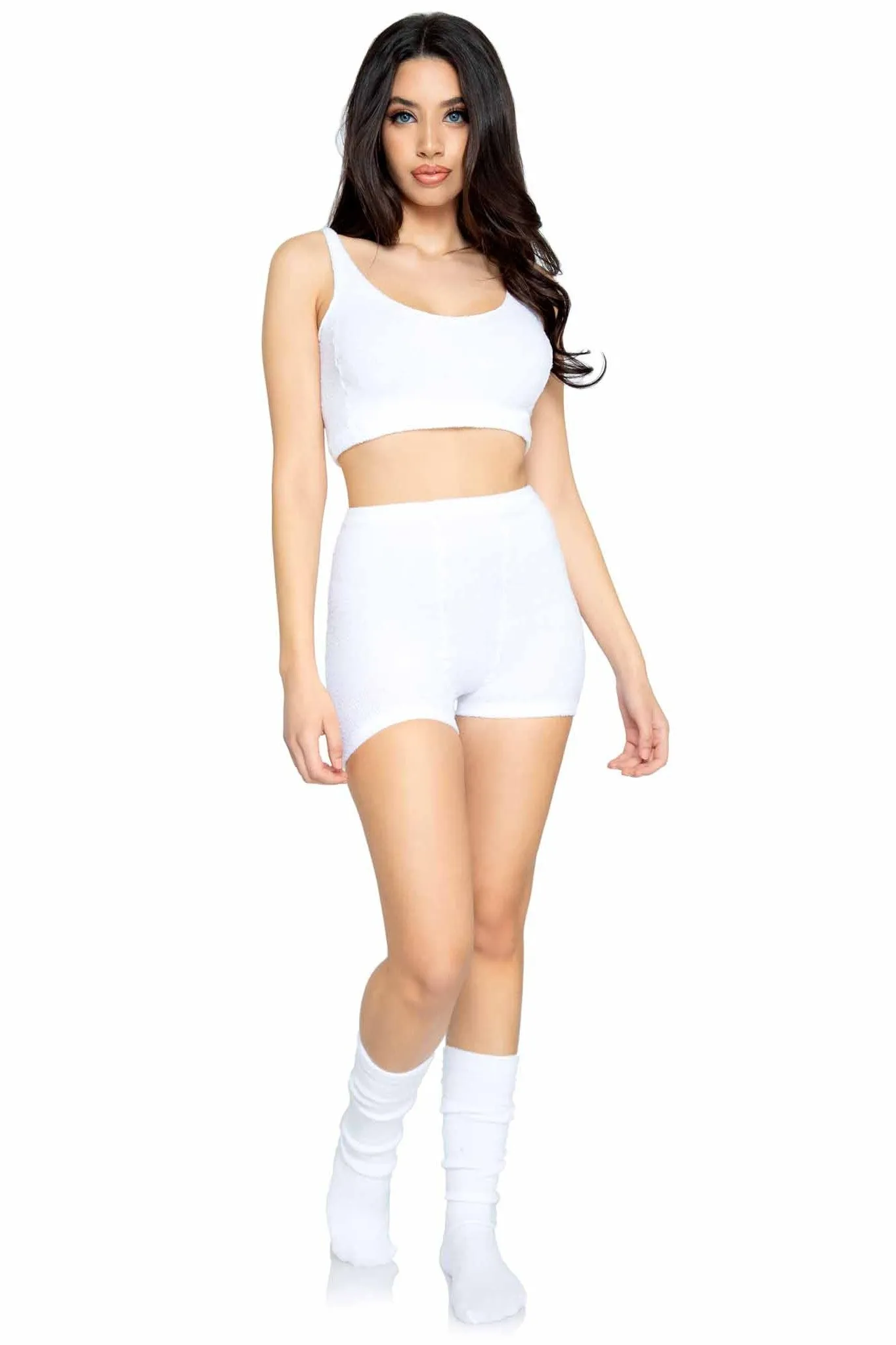 3 Piece Ultra-Soft Cozy Knit Tank Set With Boyshorts & Knee Socks