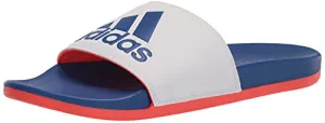 adidas Men's Adilette Comfort Slides Sandal, White/Team Royal Blue/Solar Red, 6