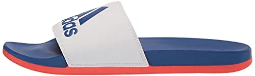 adidas Men's Adilette Comfort Slides Sandal, White/Team Royal Blue/Solar Red, 6