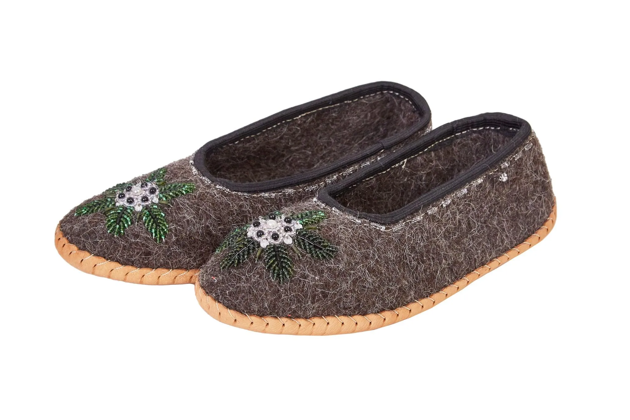 Adult Woolen Slippers (felt) with beads