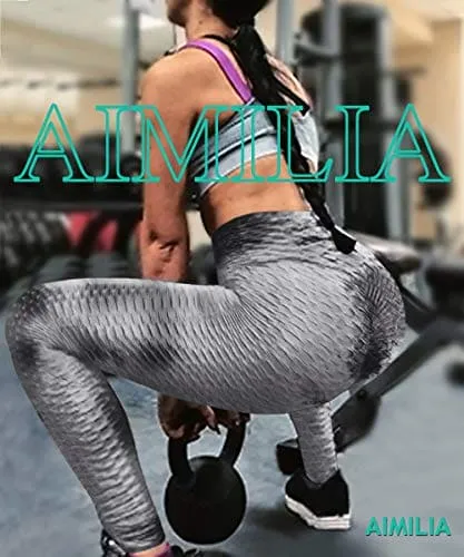 AIMILIA Butt Lifting Anti Cellulite Leggings for Women High Waisted Yoga Pants Workout Tummy Control Sport Tights - Z-dye-gray-black