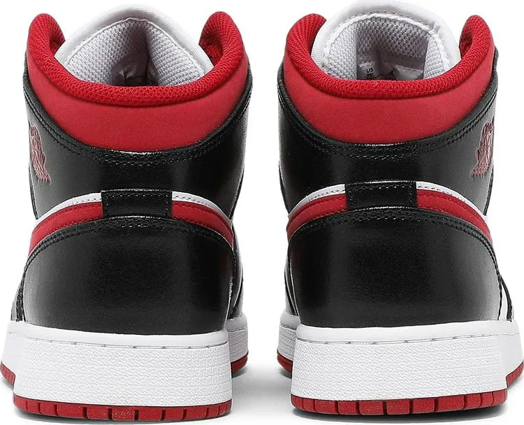 Air Jordan 1 Mid GS Black Gym Red, white