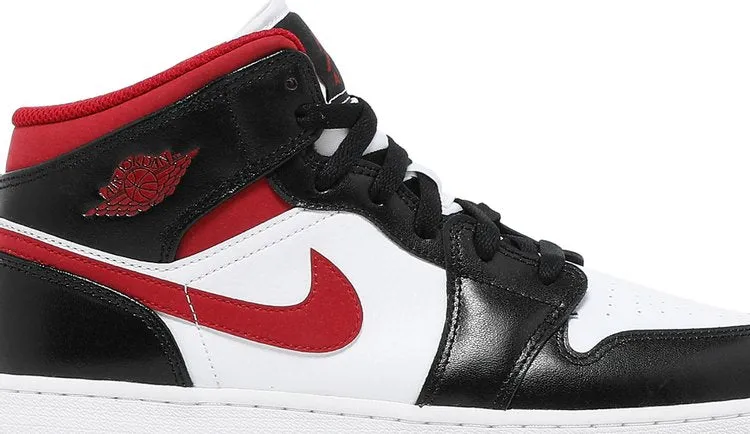 Air Jordan 1 Mid GS Black Gym Red, white