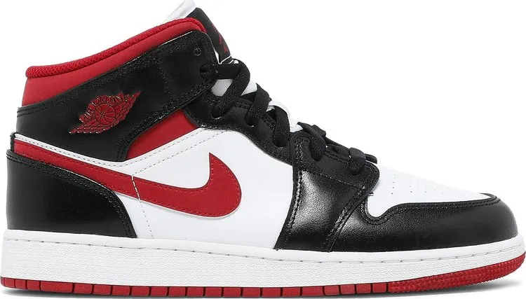 Air Jordan 1 Mid GS Black Gym Red, white