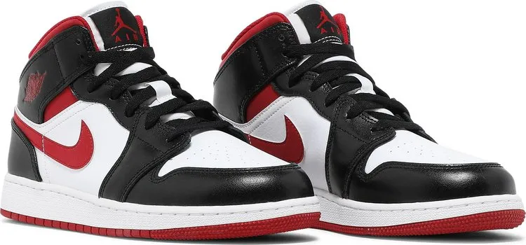 Air Jordan 1 Mid GS Black Gym Red, white