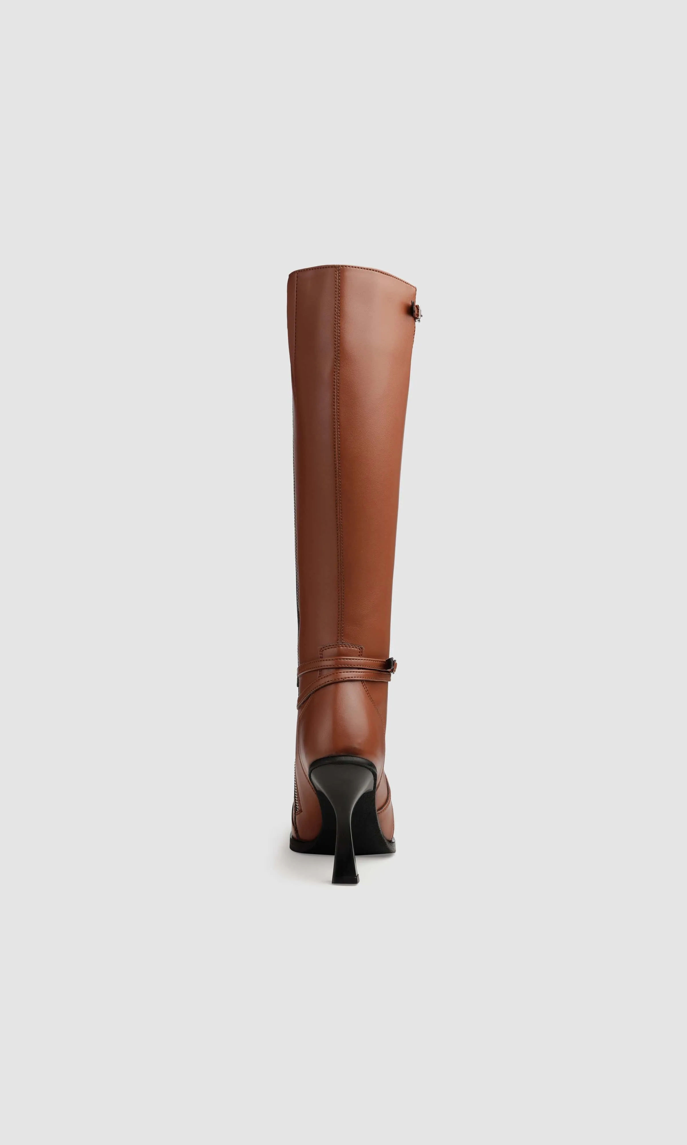 Alicia Vegan Apple Leather Knee Boots | Chestnut