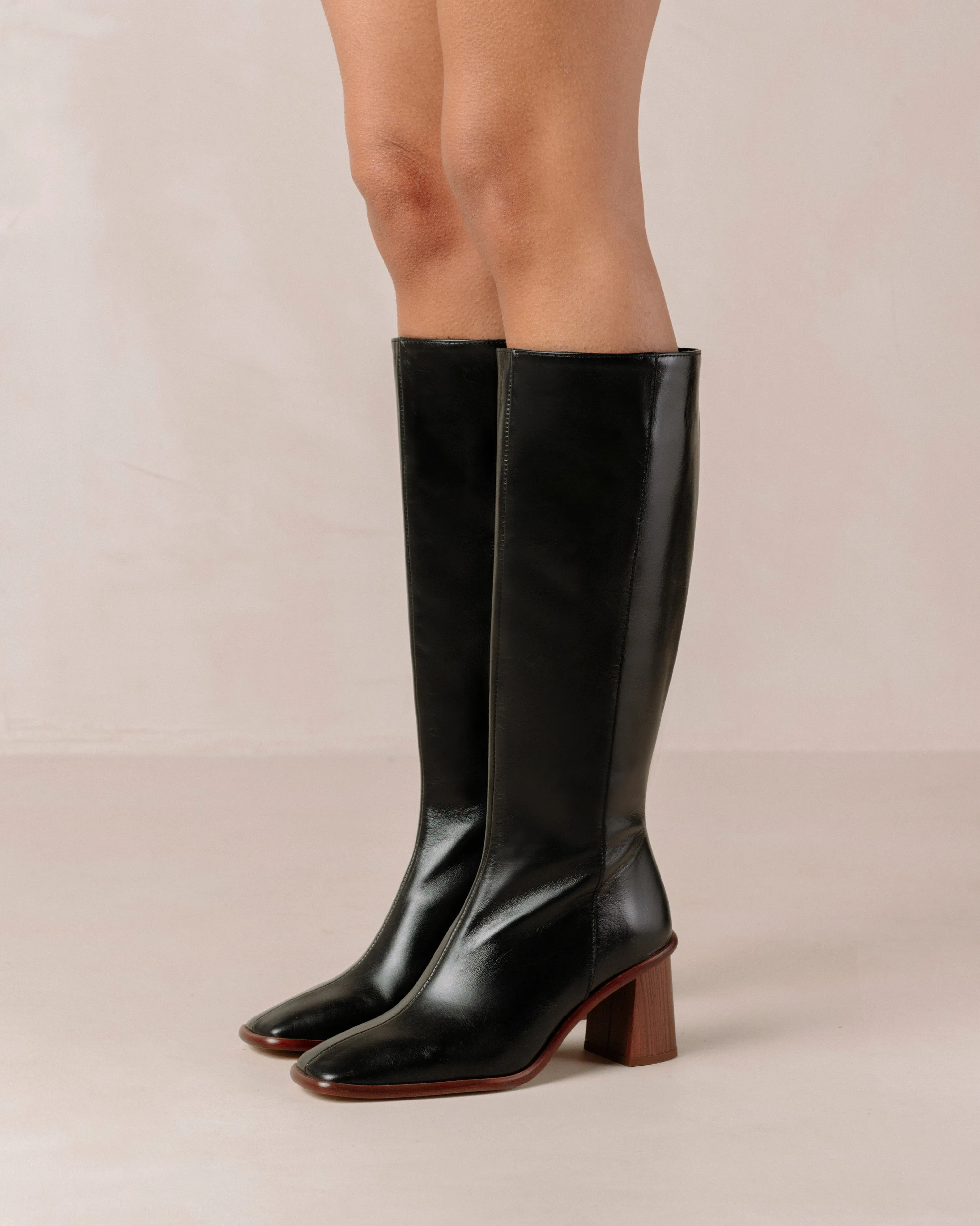 Alohas - East Black Leather Knee-High Boots