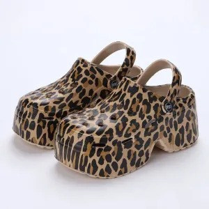 AMOZAE- - Summer Leopard Chunky Platform Clogs for Women