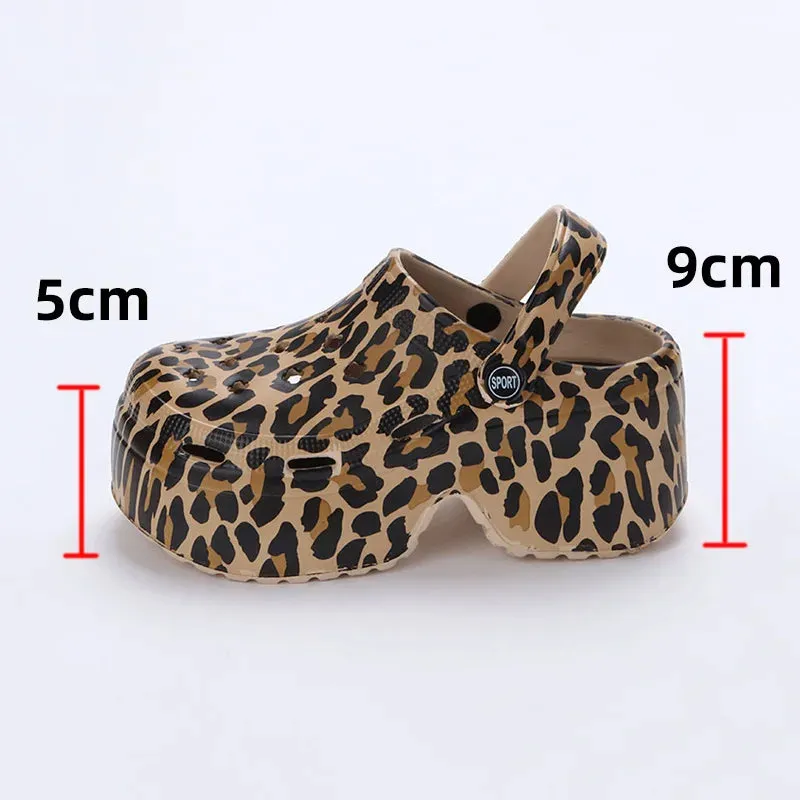 AMOZAE- - Summer Leopard Chunky Platform Clogs for Women