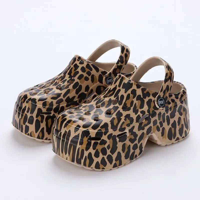 AMOZAE- - Summer Leopard Chunky Platform Clogs for Women