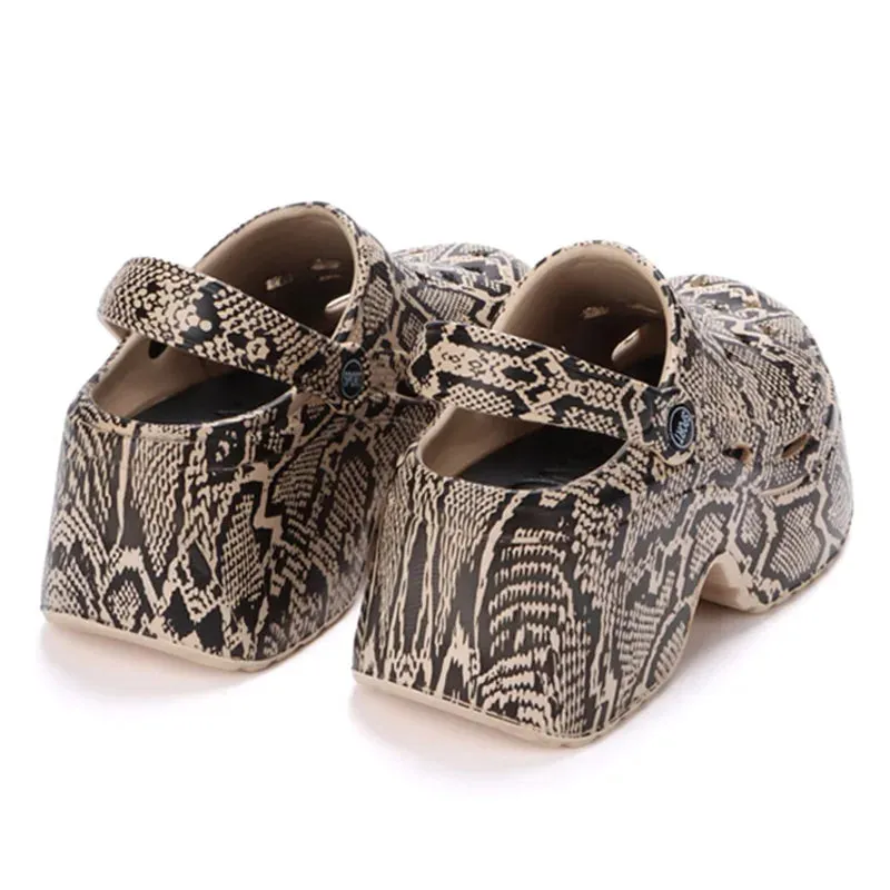 AMOZAE- - Summer Leopard Chunky Platform Clogs for Women