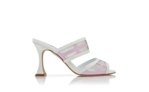 Avespamu White And Purple Patent Leather Mules