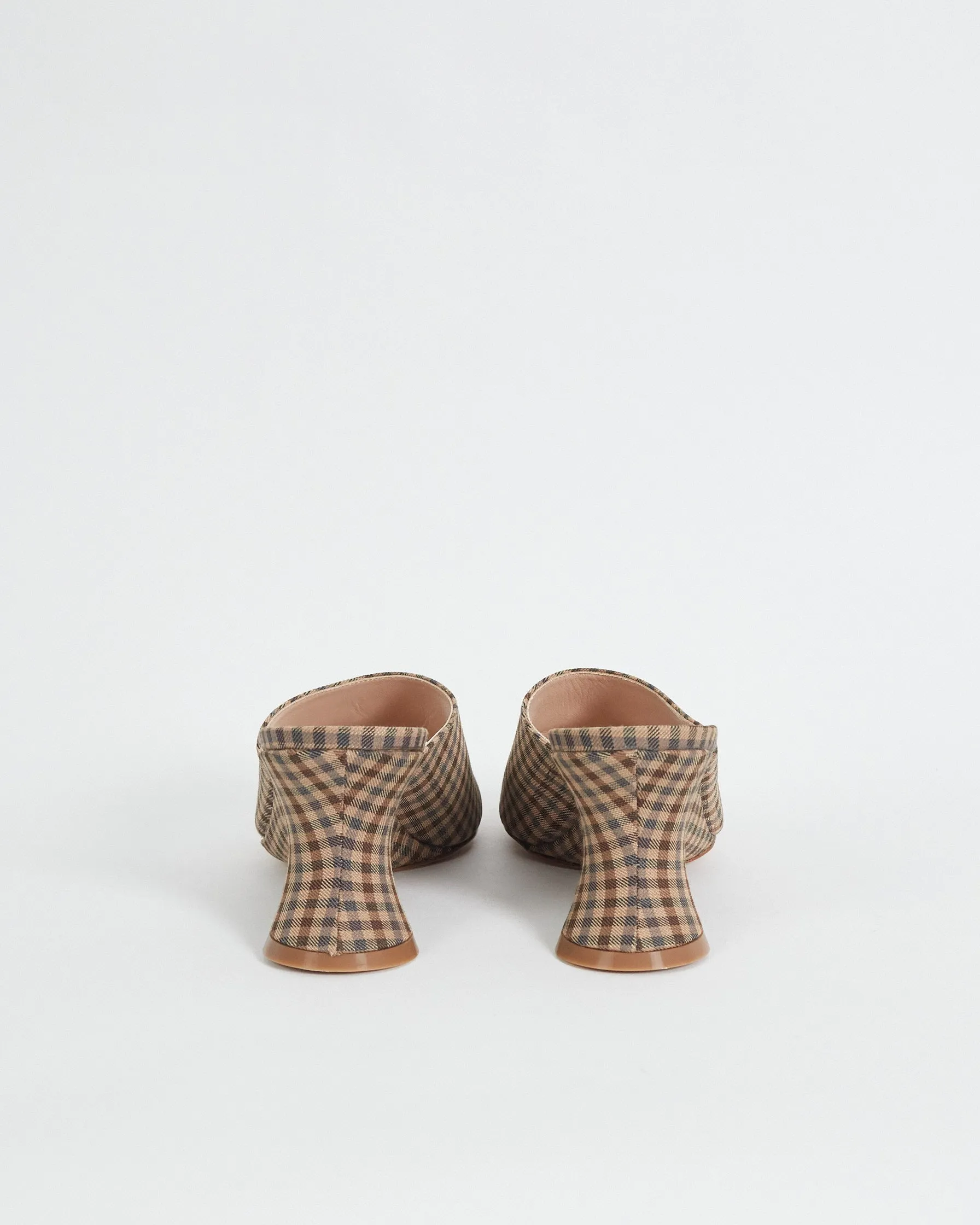 A.W.A.K.E. Mode 'irene' check mules, brown, 39