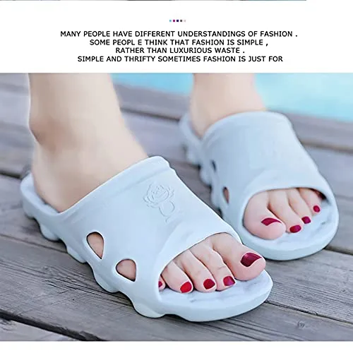 BAI HOU Shower Slipper,Slippers with Drainage Holes,Quick Drying Non-Slip Slippers, Bathroom Slippers Gym Slippers Soft Sole Open Toe House Slippers for Men and Women EVA Platform (Light blue,Women6-7/Men6-6.5)