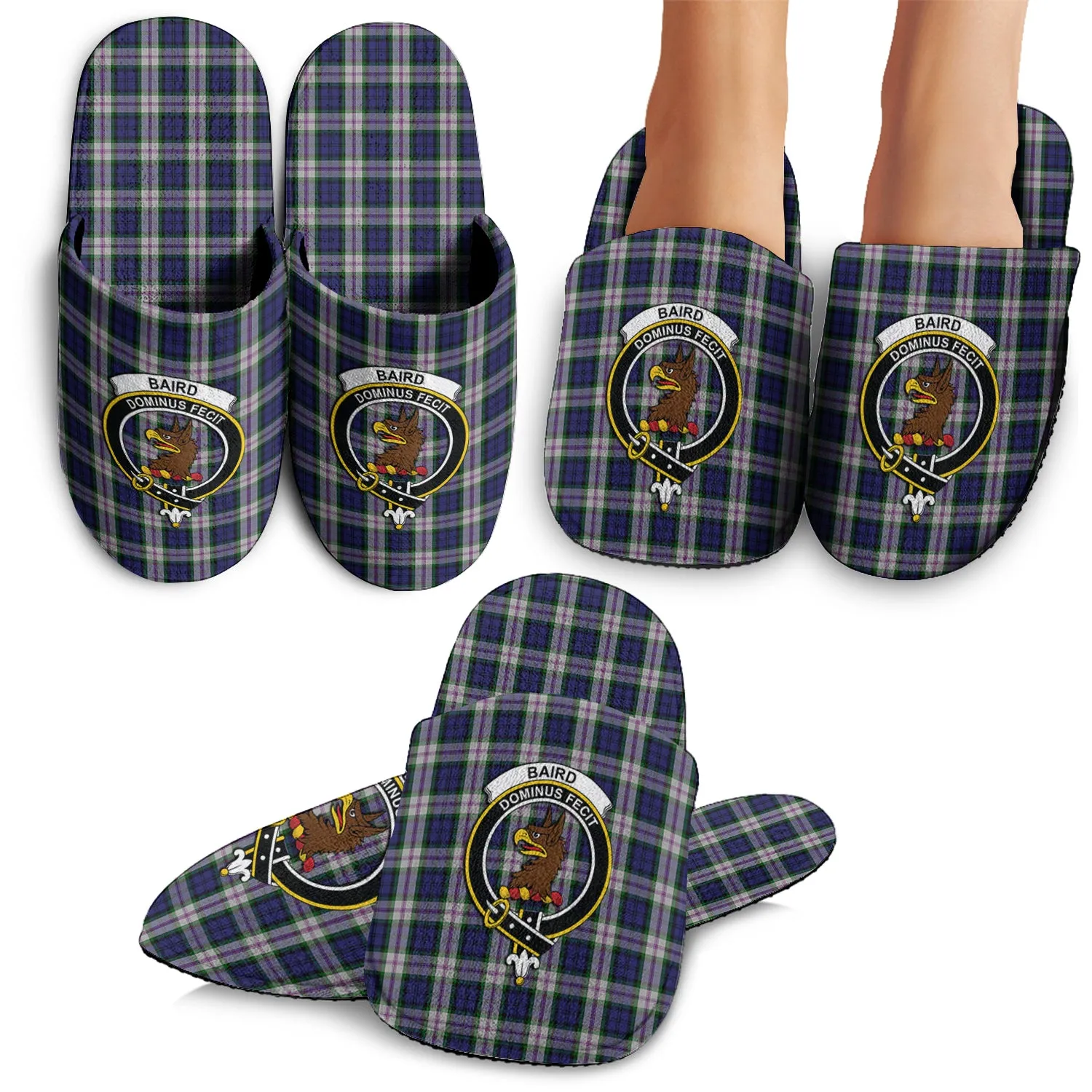 Baird Dress Tartan Home Slippers with Family Crest