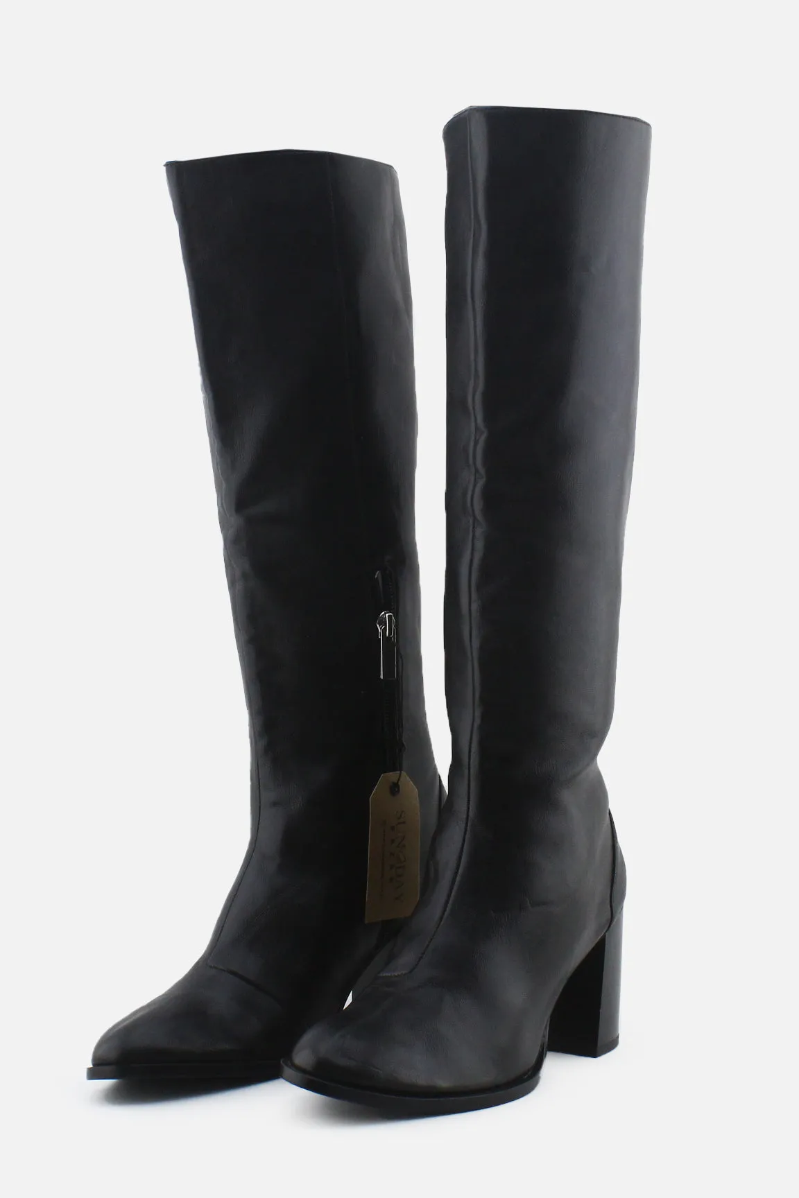 Bershka Zipper Block Knee High Boots | 100% Authentic Leather