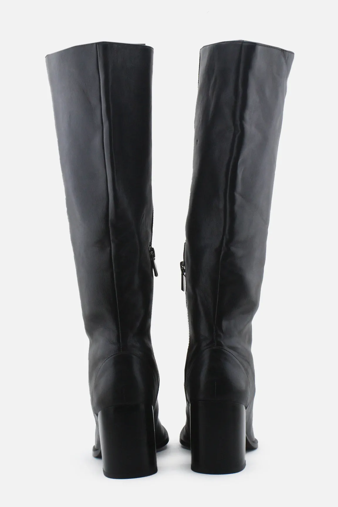 Bershka Zipper Block Knee High Boots | 100% Authentic Leather