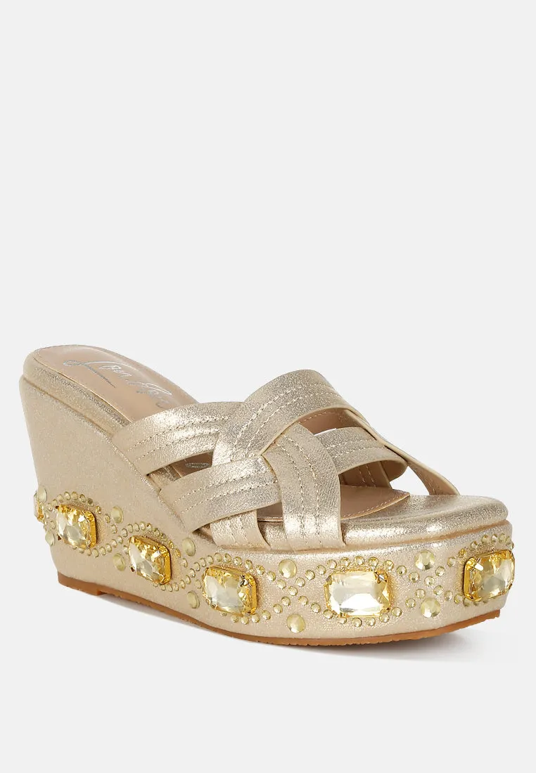 Blistronic Chunky Diamante & Rhinestone Cut-Out Sandals