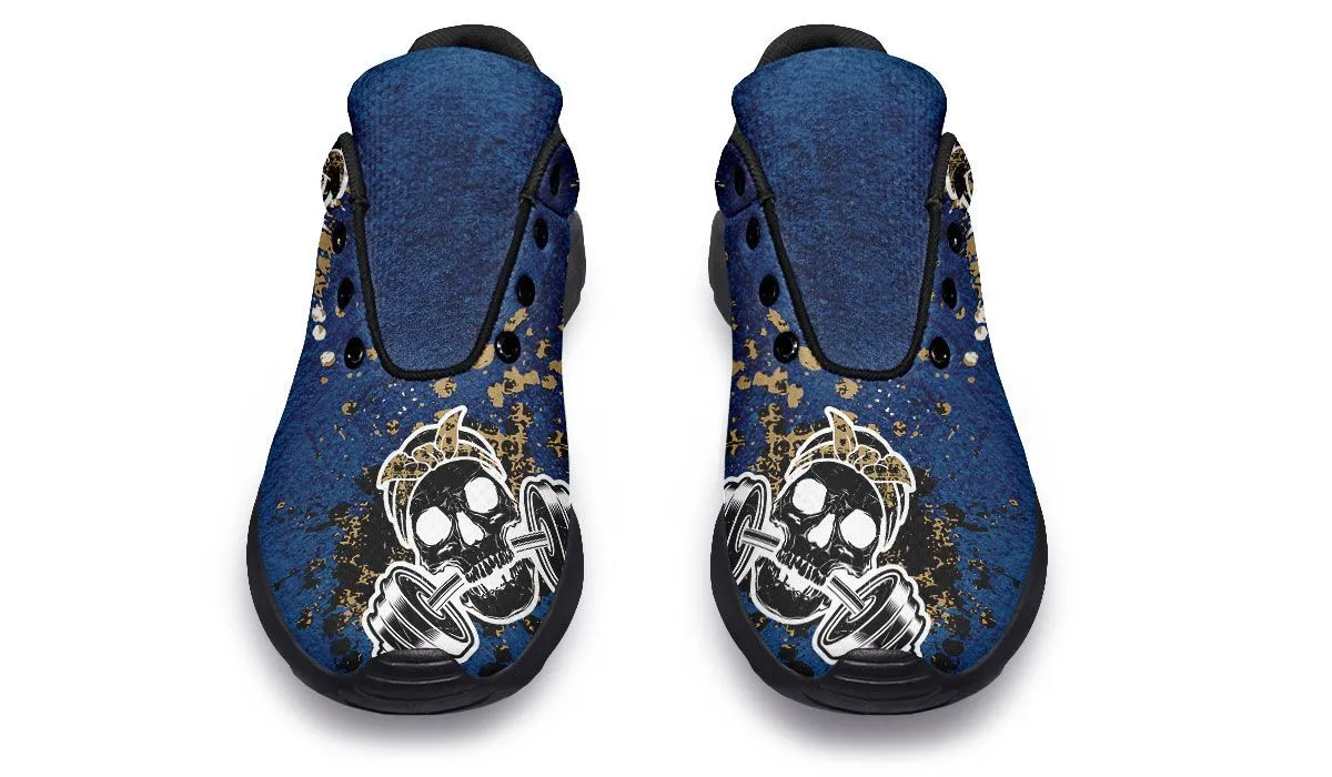 Blue And Gold Splat Skull On White