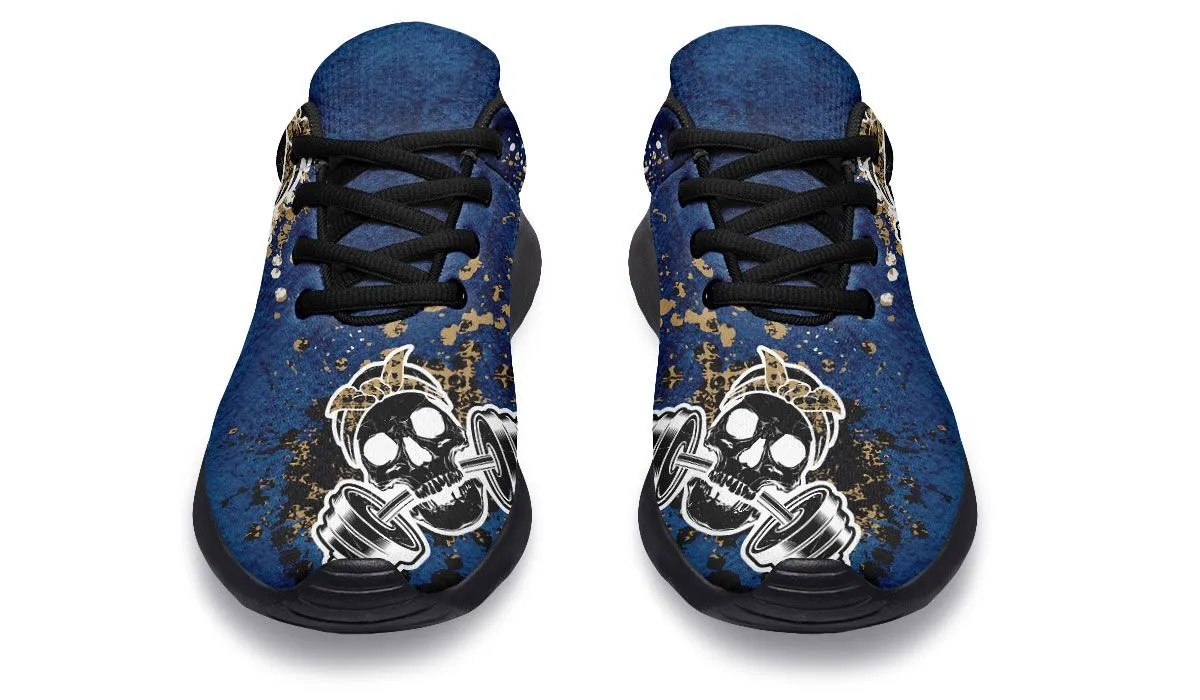 Blue And Gold Splat Skull On White