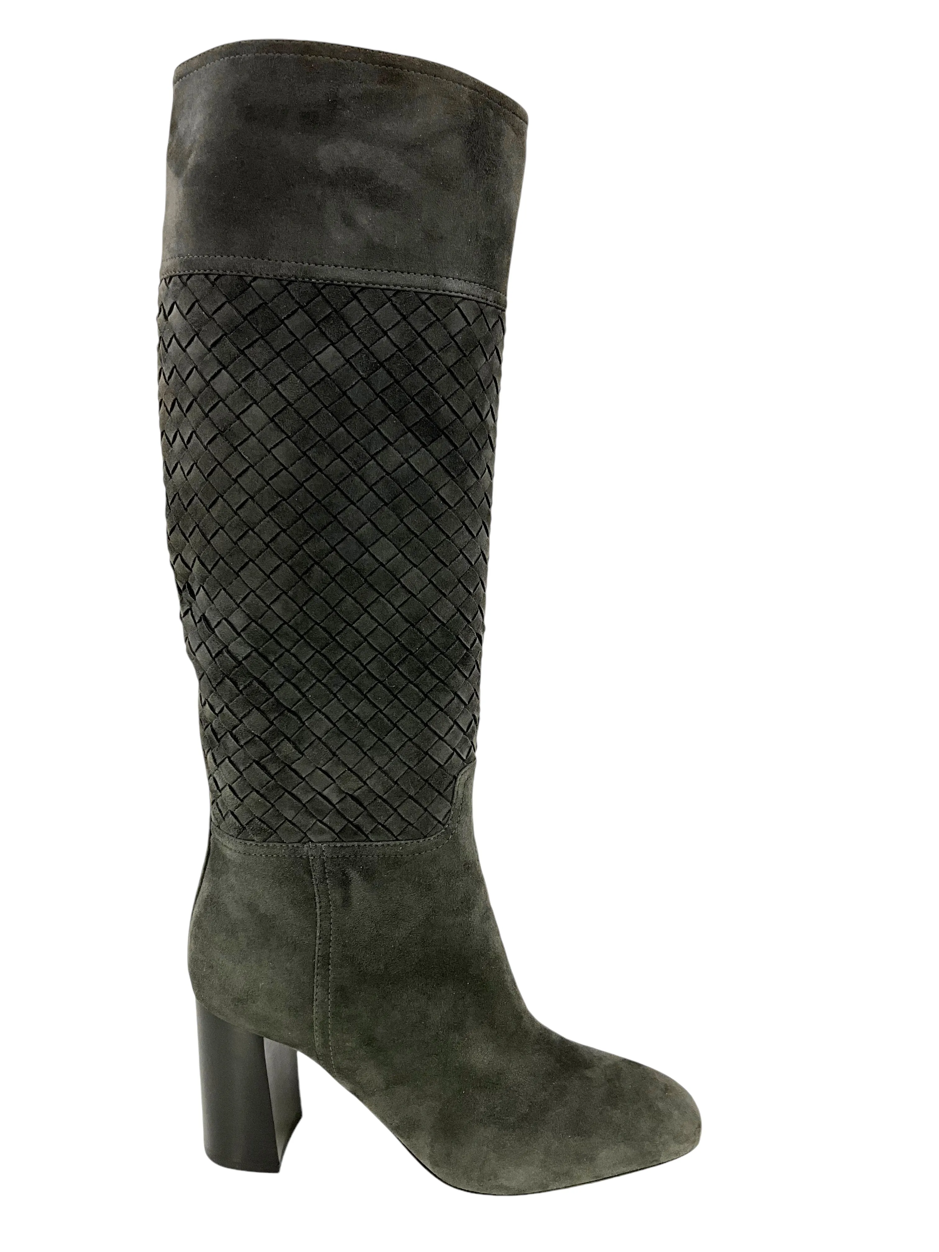 BOTTEGA VENETA Intrecciato Woven Suede Knee-High Boots Size 7.5