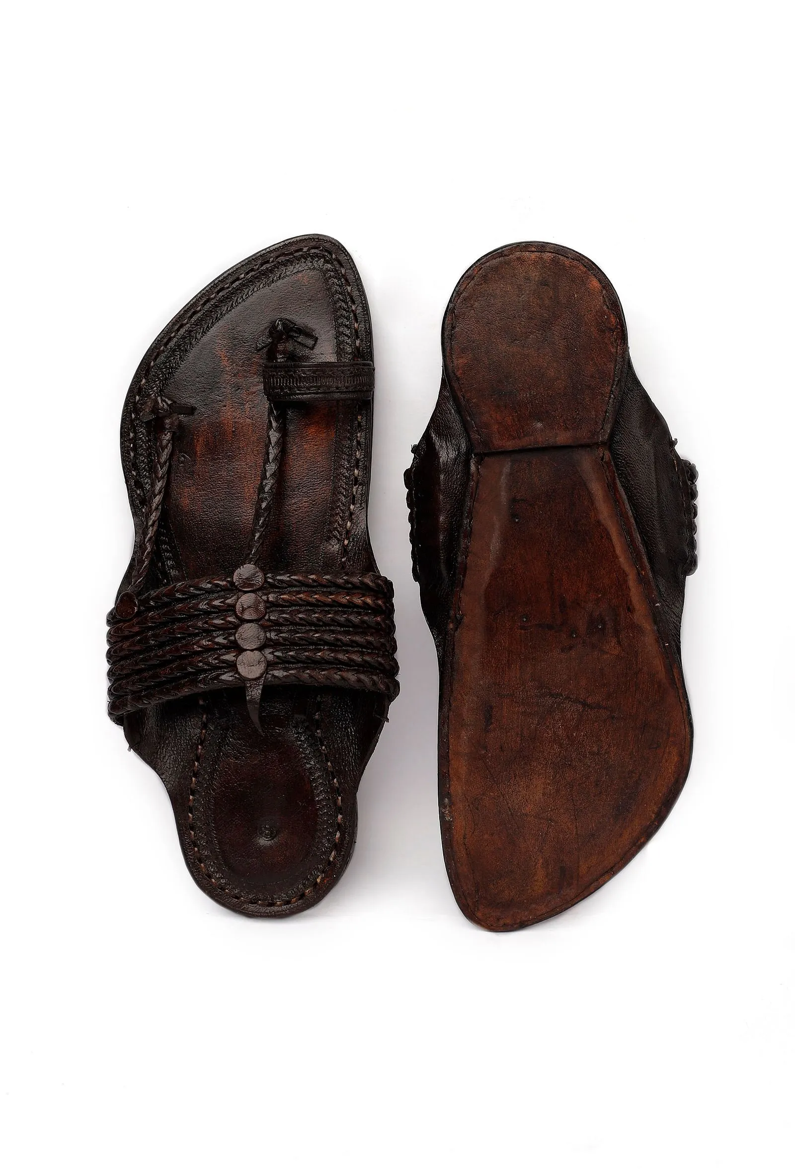 Burgundy Brown  Pure Leather Kolhapuri Sandals