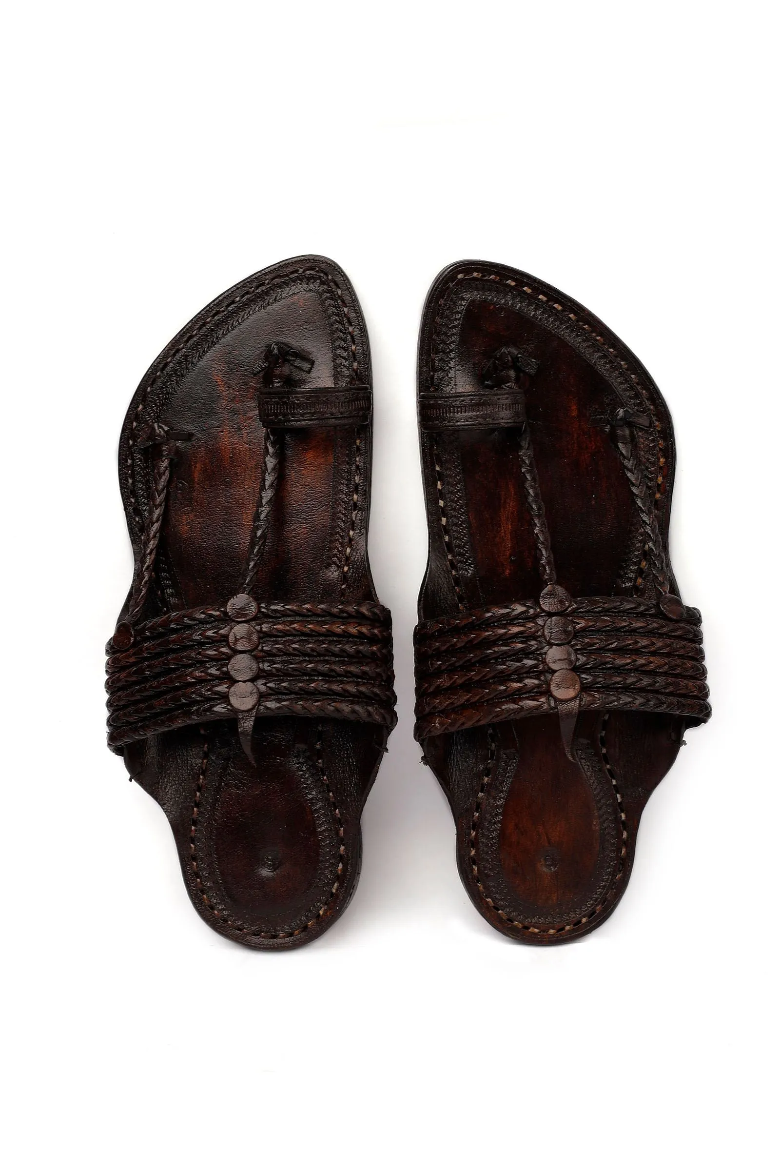 Burgundy Brown  Pure Leather Kolhapuri Sandals