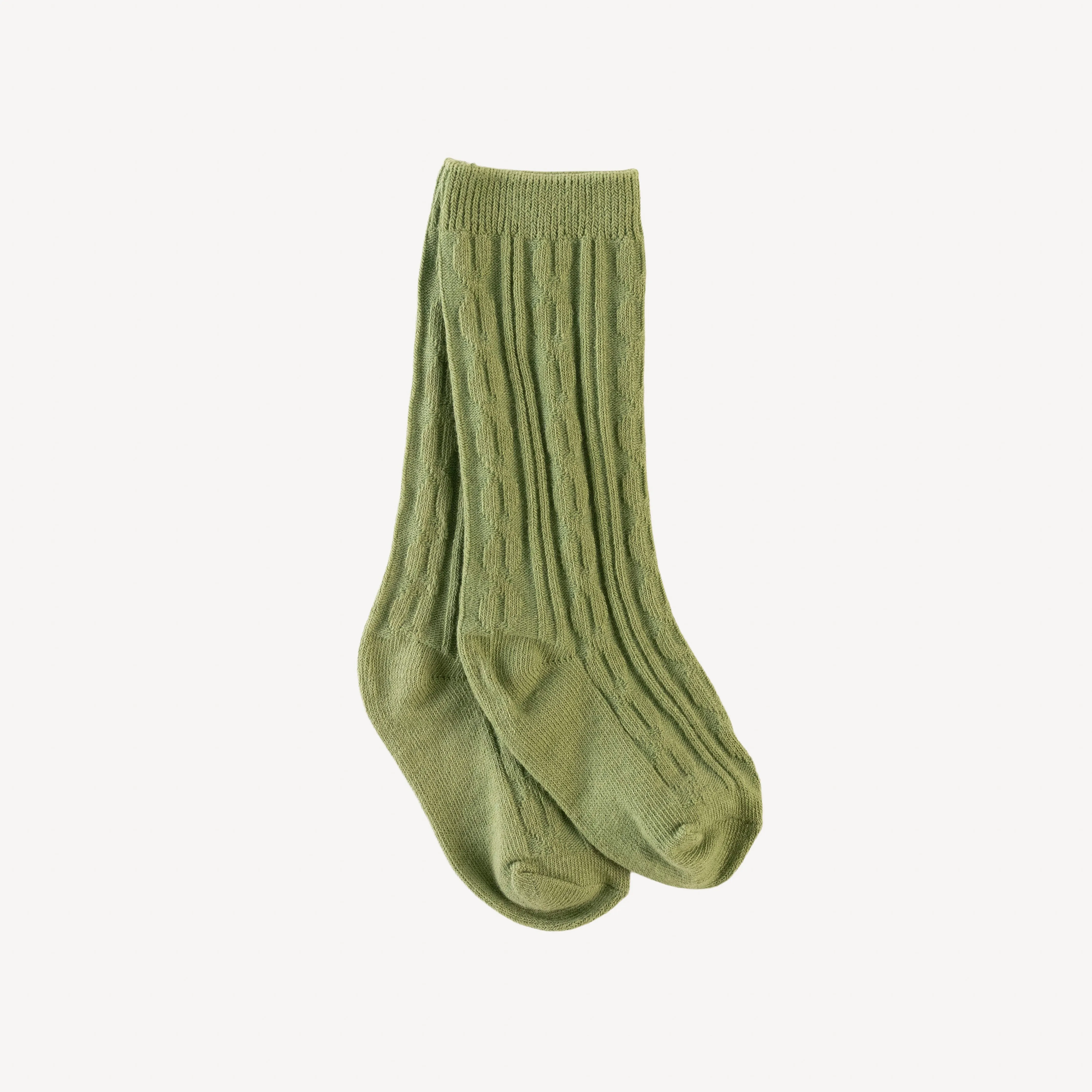 cable knee high socks | greenery | organic cotton cable knit