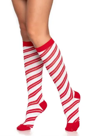 Candy Cane Knee Socks