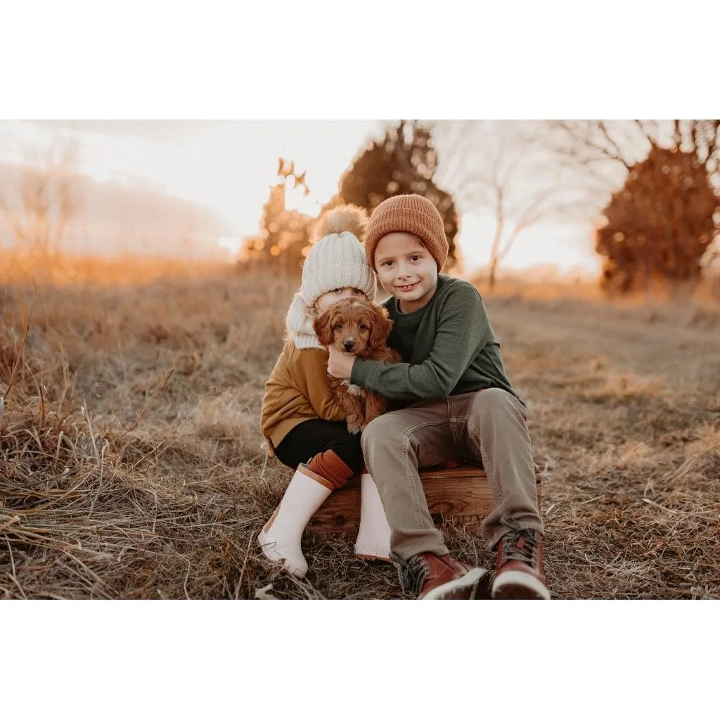 Children's Organic Cotton Knee High Socks - Rust