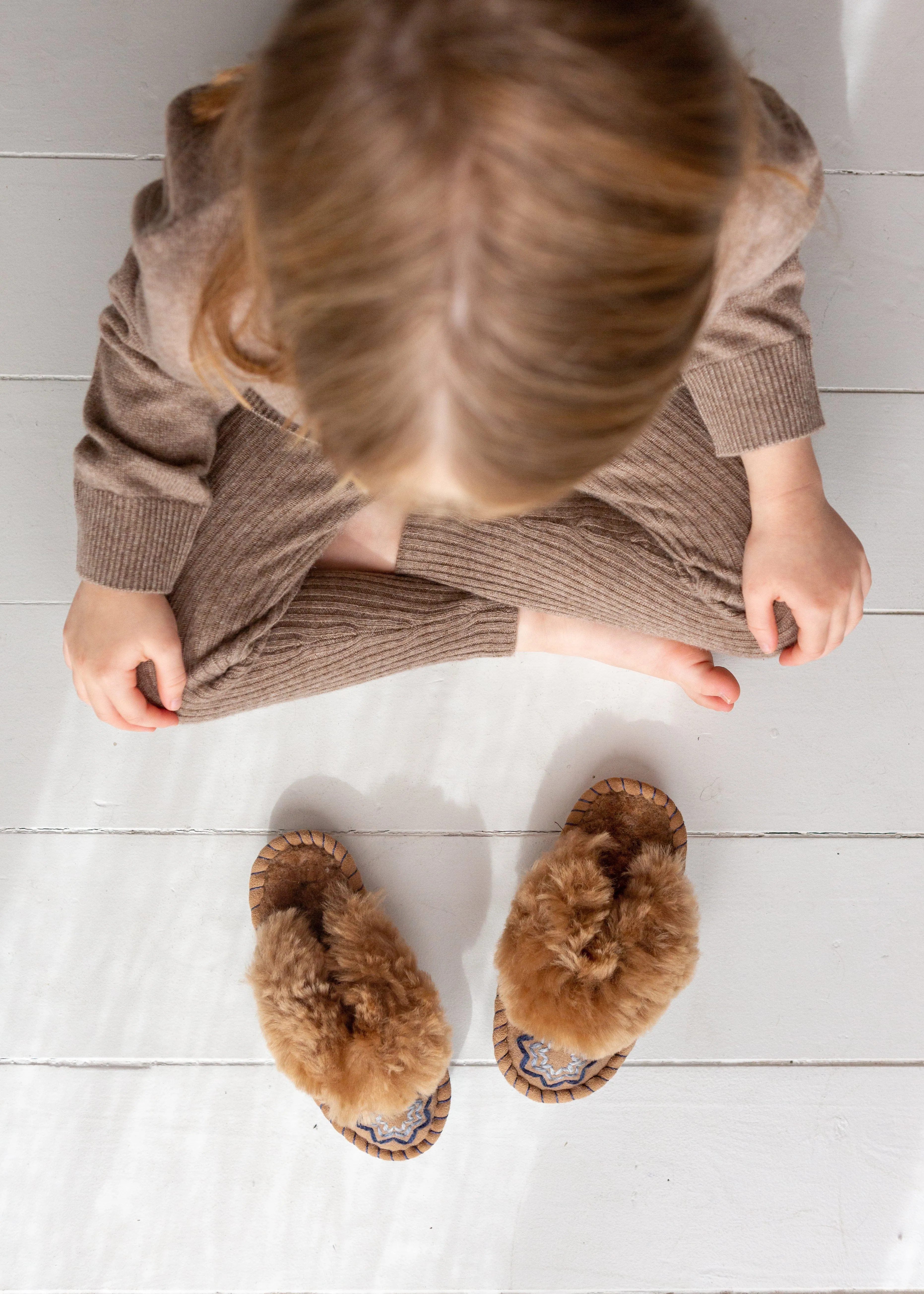 Children's Sheepskin Mule Slippers – Lucky Stars – Blue