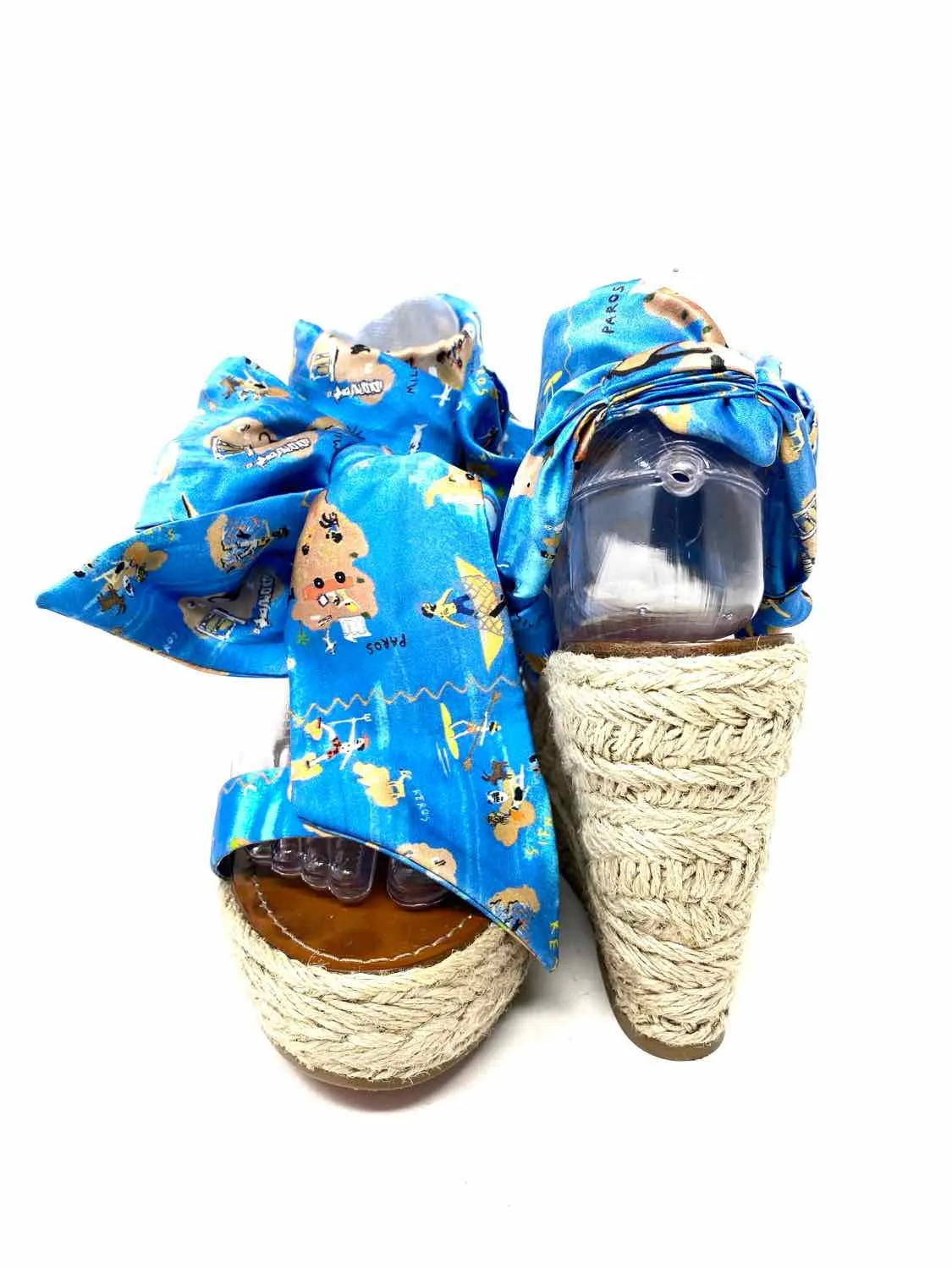 Christian Louboutin Monica Du Desert Blue Wedge Espadrille Size 39/9 Heels