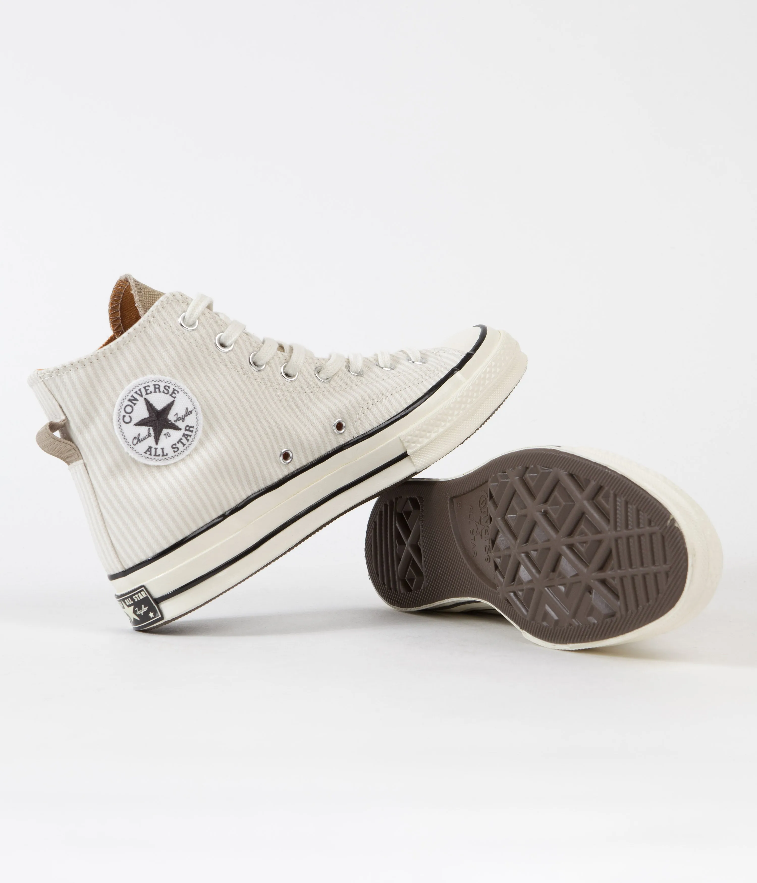 Converse CTAS 70's Hi Hickory Stripe Shoes - Desert Sand / Egret / Egret