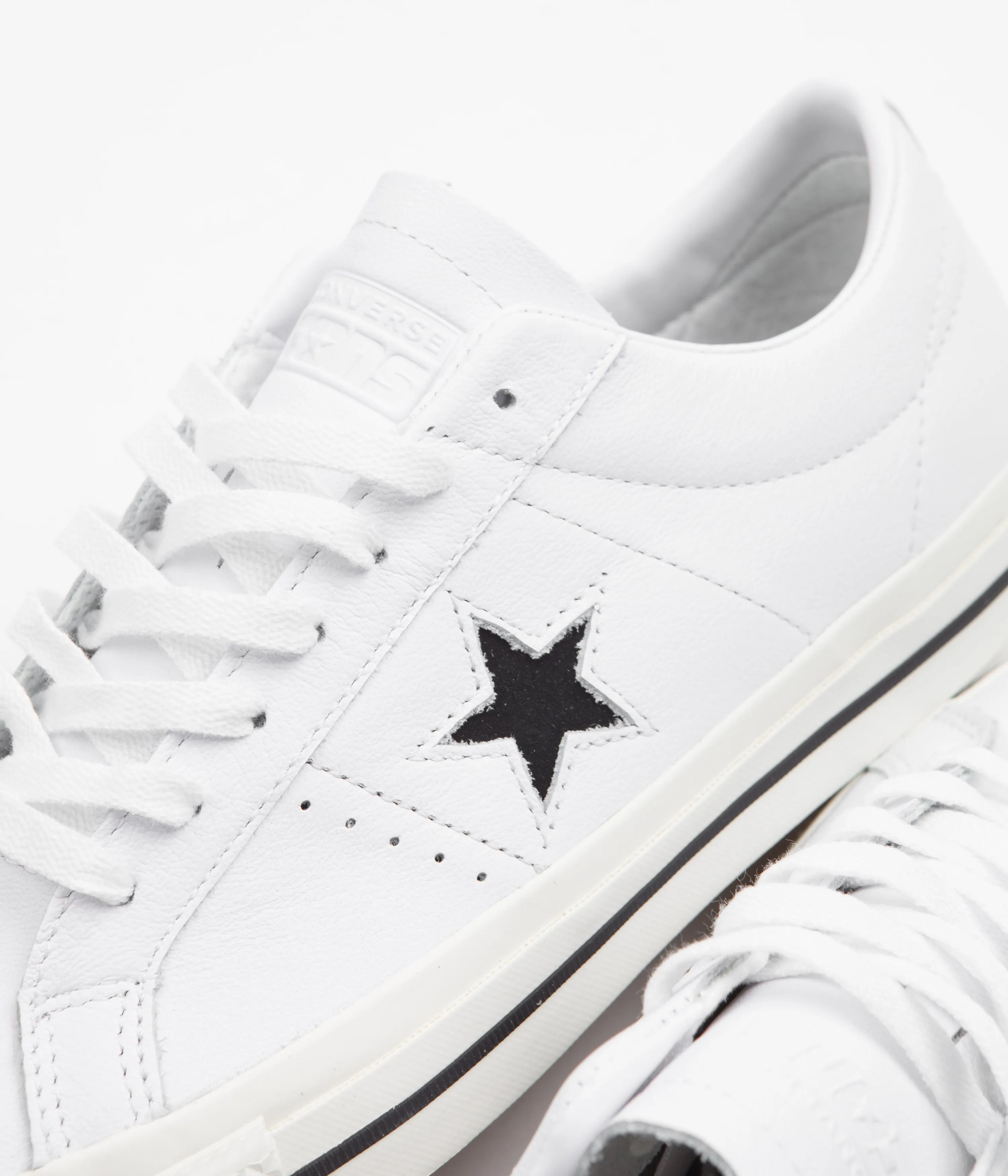 Converse One Star Pro Ox Leather Shoes - White / Black / Egret