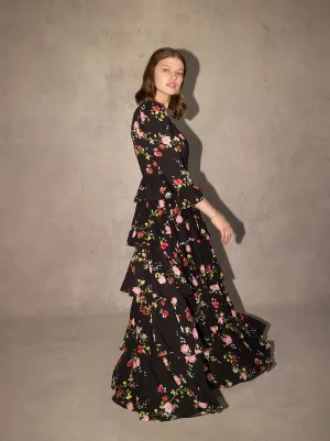 Coralie Black Trailing Floral Maxi Dress