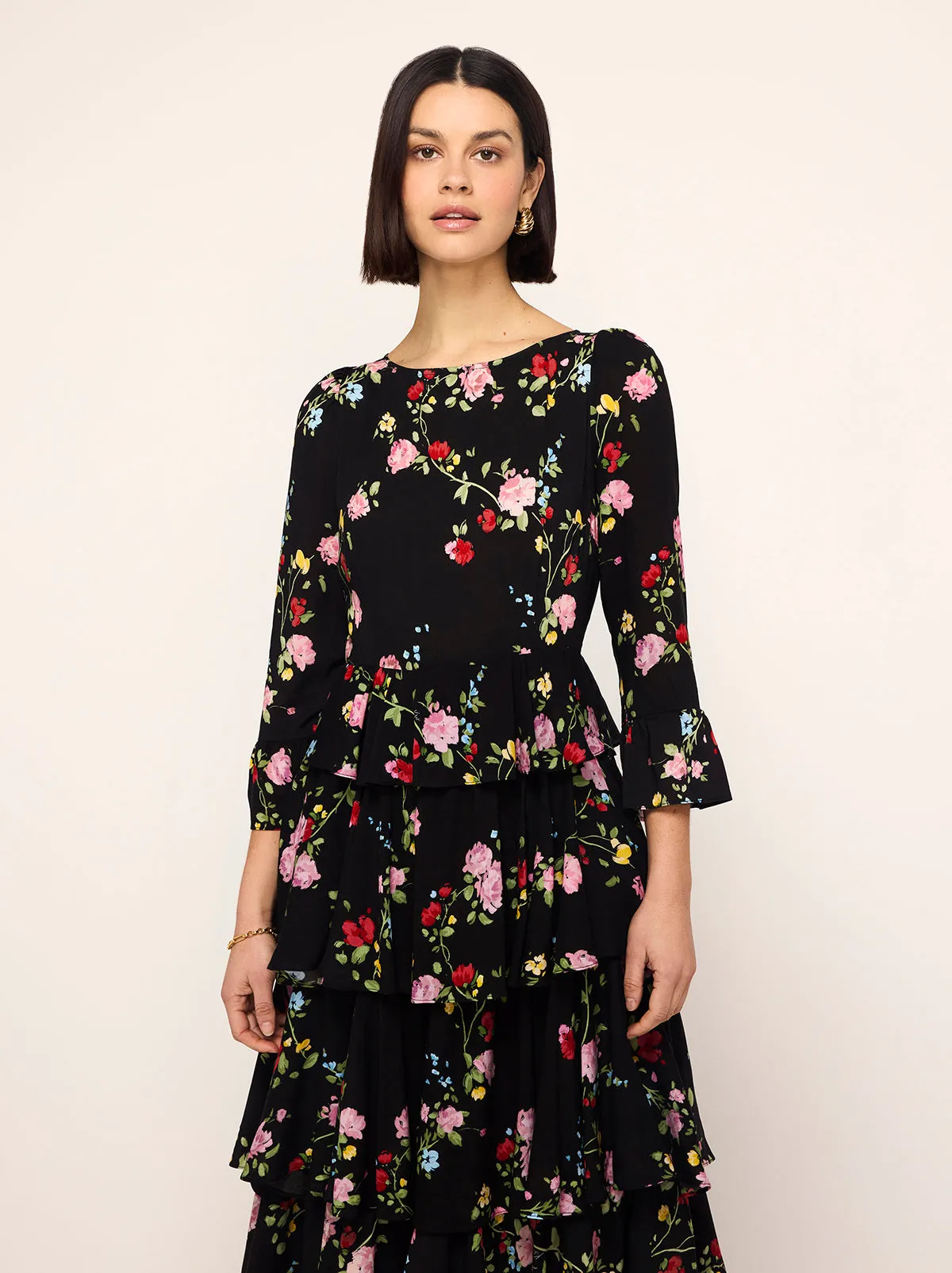 Coralie Black Trailing Floral Maxi Dress