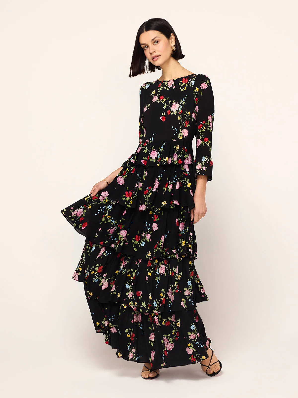 Coralie Black Trailing Floral Maxi Dress