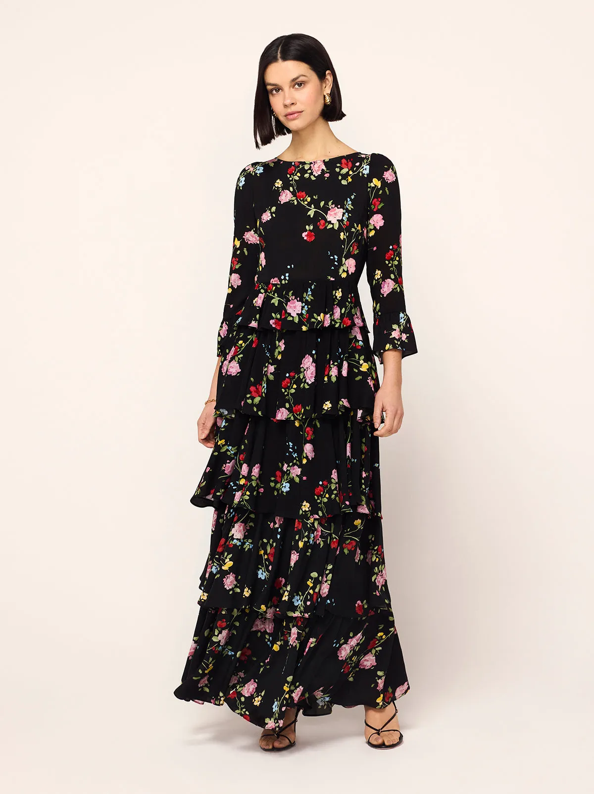 Coralie Black Trailing Floral Maxi Dress