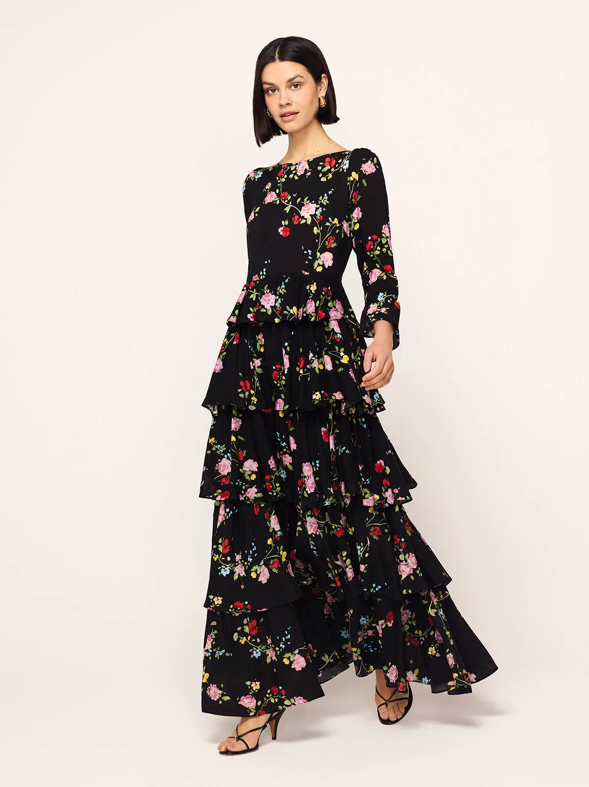 Coralie Black Trailing Floral Maxi Dress