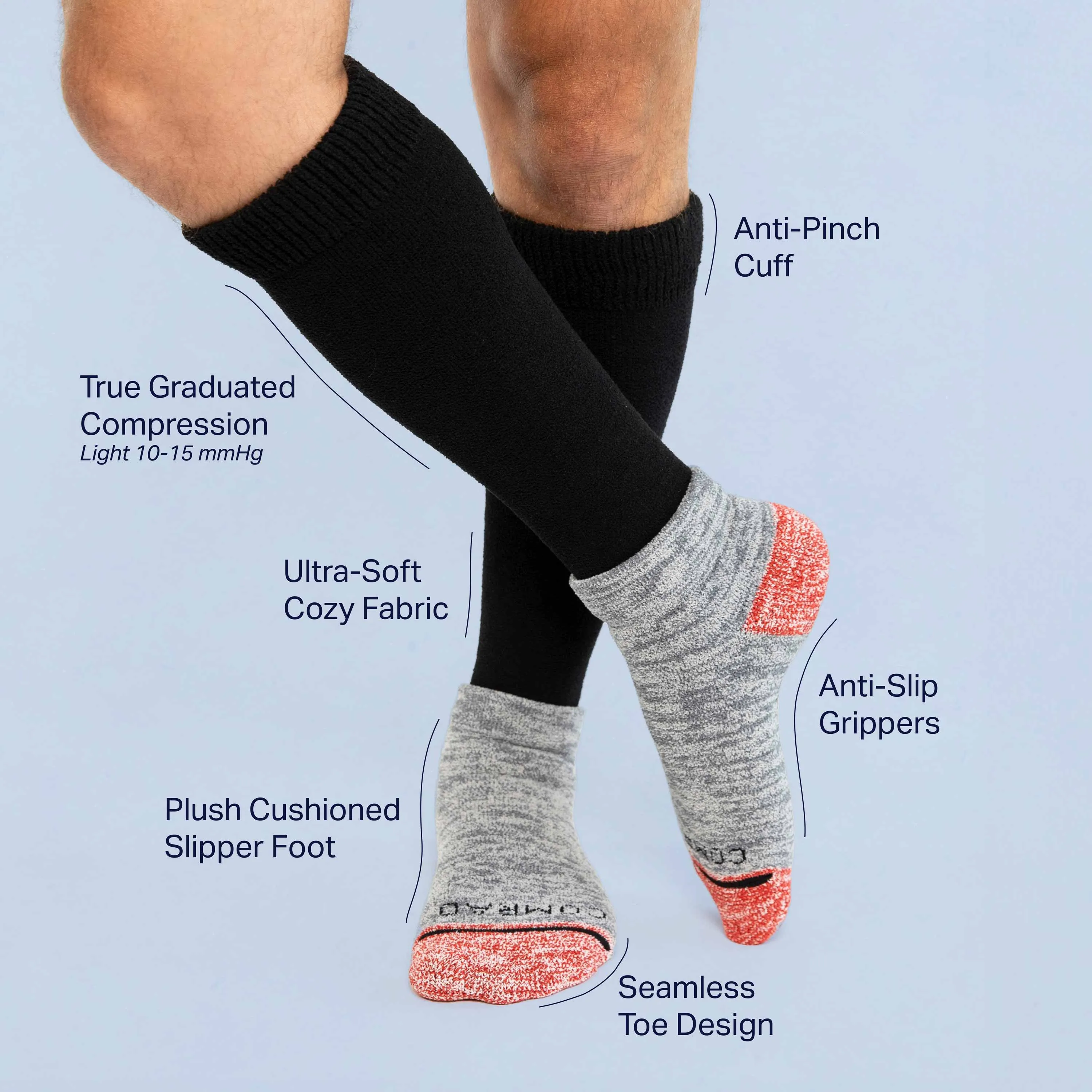 CozyGrip Compression Slipper Socks – Black