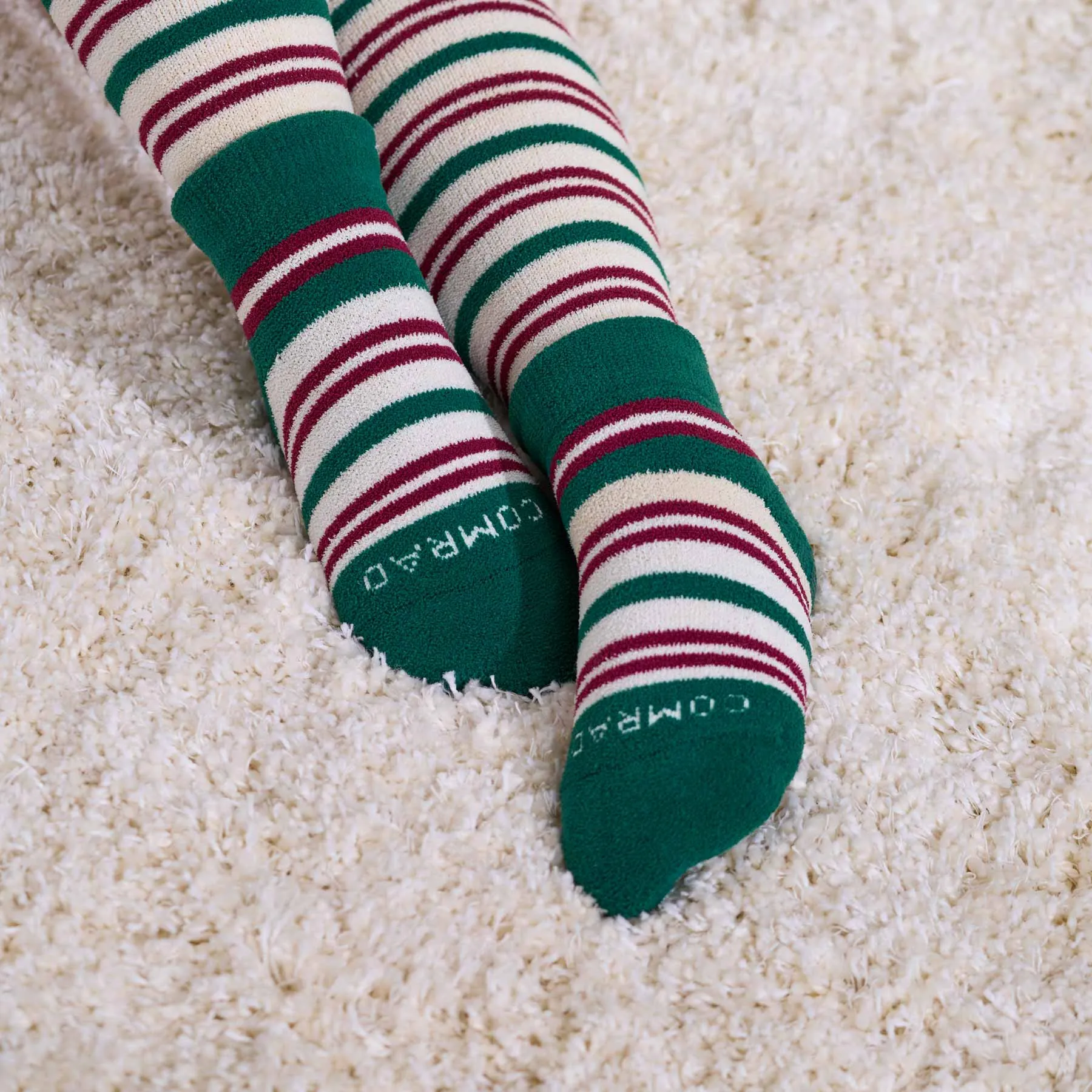 CozyGrip Compression Slipper Socks – Sand/Green/Red