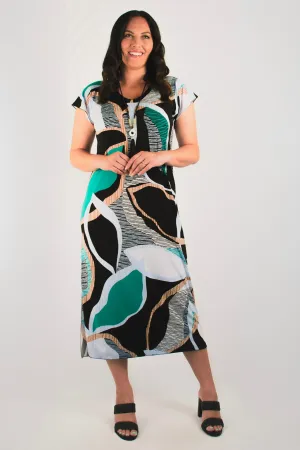 Crater Print Short Sleeve Jersey Maxi Dress