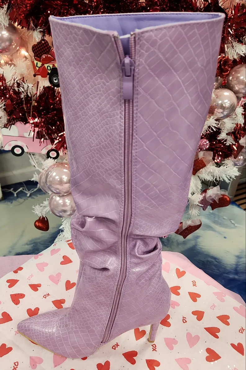 Croc Boot (purple) knee high