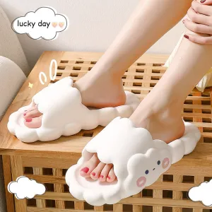 Cute Cloud Summer Girl Heart Home Non-Slip Cloudy Thickened Soft-Soled Slippers, Resistant Thick Soled Bath Household Super Soft Slippers