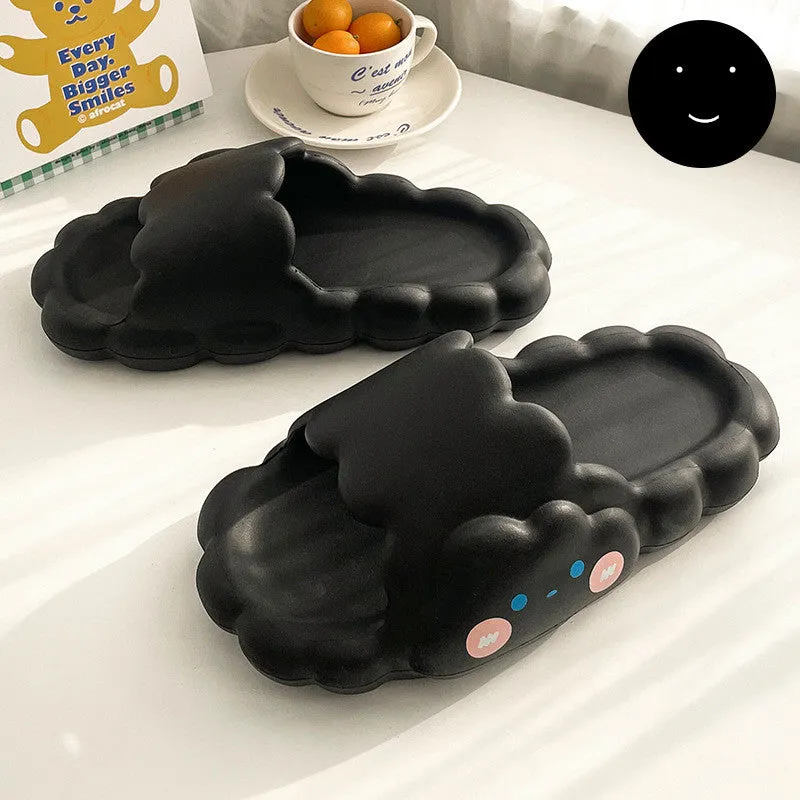 Cute Cloud Summer Girl Heart Home Non-Slip Cloudy Thickened Soft-Soled Slippers, Resistant Thick Soled Bath Household Super Soft Slippers