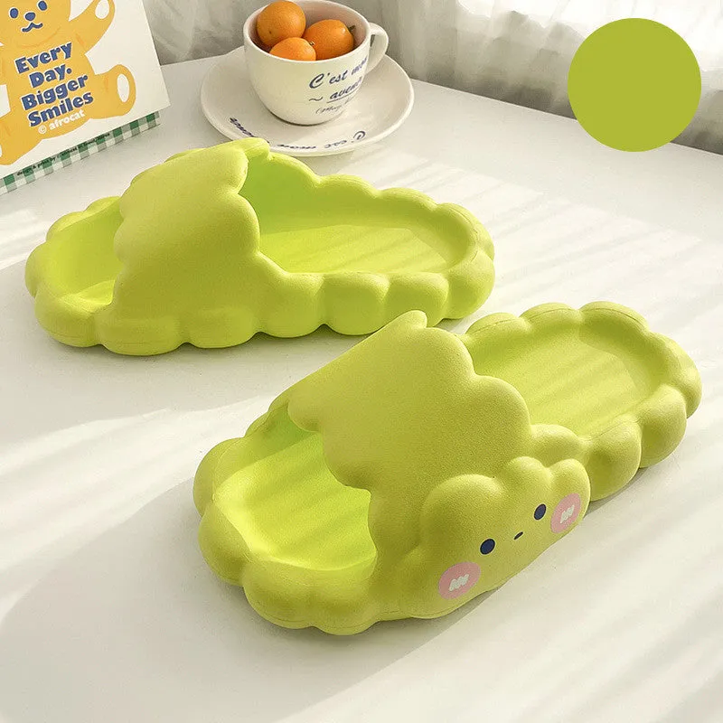 Cute Cloud Summer Girl Heart Home Non-Slip Cloudy Thickened Soft-Soled Slippers, Resistant Thick Soled Bath Household Super Soft Slippers