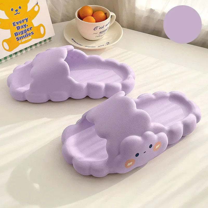 Cute Cloud Summer Girl Heart Home Non-Slip Cloudy Thickened Soft-Soled Slippers, Resistant Thick Soled Bath Household Super Soft Slippers