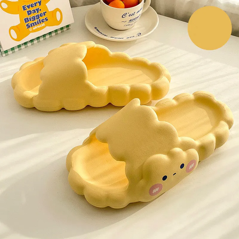 Cute Cloud Summer Girl Heart Home Non-Slip Cloudy Thickened Soft-Soled Slippers, Resistant Thick Soled Bath Household Super Soft Slippers