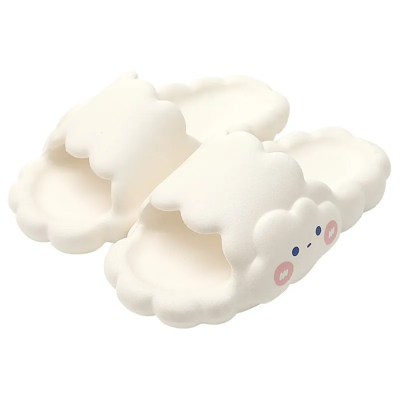 Cute Cloud Summer Girl Heart Home Non-Slip Cloudy Thickened Soft-Soled Slippers, Resistant Thick Soled Bath Household Super Soft Slippers